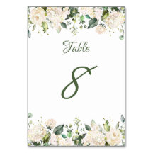 Tischnummern zur Hochzeit von weißer Blume