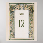 Tischnummernkarte Art Nouveau Mucha Vintage Deco Poster (Vorne)