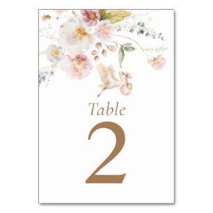 Tischnummernkarten für Wildflower-Baby-Party Tischnummer