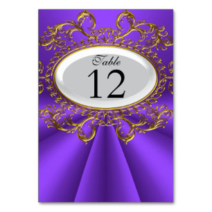 Tischnummernkarten Royal Purple Weiß Gold Tischnummer