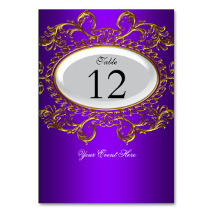 Tischnummernkarten Royal Purple Weiß Gold Tischnummer