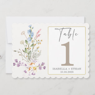 Tischnummernvorlage für wilde Blumen Einladung