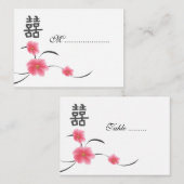 Tischplatinenkarte Cherry Blossom Doppeltes Glück Platzkarte (Vorne/Hinten)