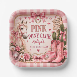 Tischplatte Geburtstag Pink Pony Club Cowgirl Pappteller