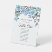 Tischplattentabelle in Liebe Blue Florals Sockelschild (Vorderseite)