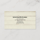 Tischplatzierung aus Holz, individuelle Koch Visitenkarte (Rückseite)