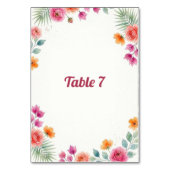 Tischschild mit blühender Bougainvillea Tischnummer (Rückseite)