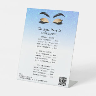 *~*Tischschild Tent tabletop Glitzer EYES Pedestel Sockelschild