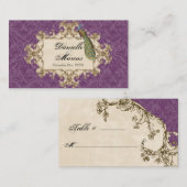 Tischsitze - Lila Vintage Pfaue und Pfaue Platzkarte (Vorne/Hinten)