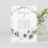 Tischsitzkarte Anemone Fern Wreath Wedding Einladung (Stehend Vorderseite)