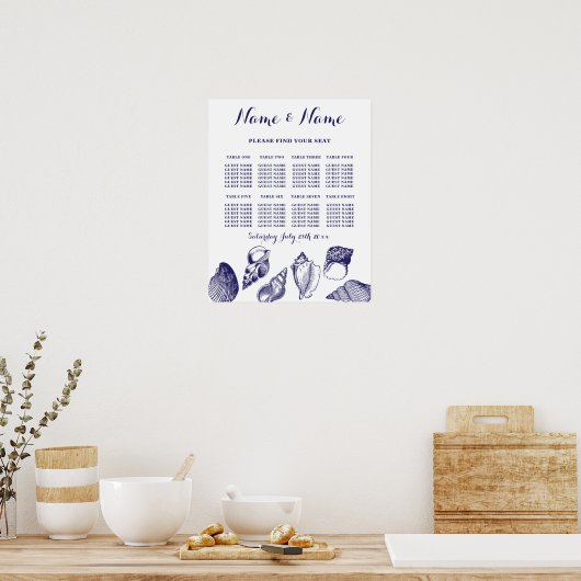 Tischstrand Hochzeitssitze 8 Sitzplätzen Plan Musc Poster (Küche)