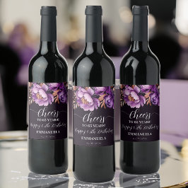 Tischtafelgeschirr für Geburtstagsparteien - lila  Weinetikett