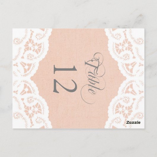 Tischtafelkarten für die Tischnummer Peach Doily W (Rückseite)