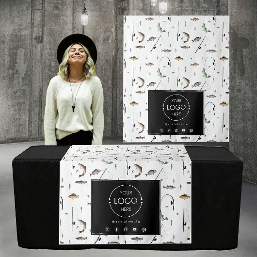 Tischtennis-Banner Business-Logo Fischen Wandteppich