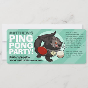 Tischtennis Barkcat Pong Binturong Cartoon Einladung