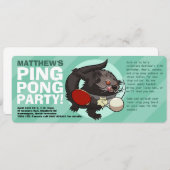 Tischtennis Bearcat Ping Pong Binturong Cartoon Einladung (Vorne/Hinten)