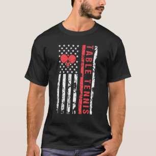 Tischtennis Cool American Flag Paddle T-Shirt