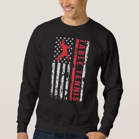 Tischtennis Cool American Flag Player Sweatshirt (Vorderseite)