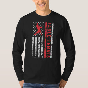 Tischtennis Cool American Flag Player T-Shirt