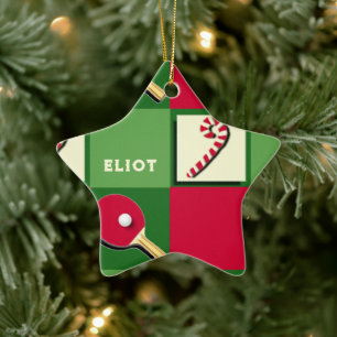 Tischtennis-Geschenk für die Feiertage Keramik Ornament
