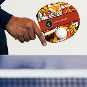 Tischtennis Leben coole abstrakte Kunst mit Monogr Schläger