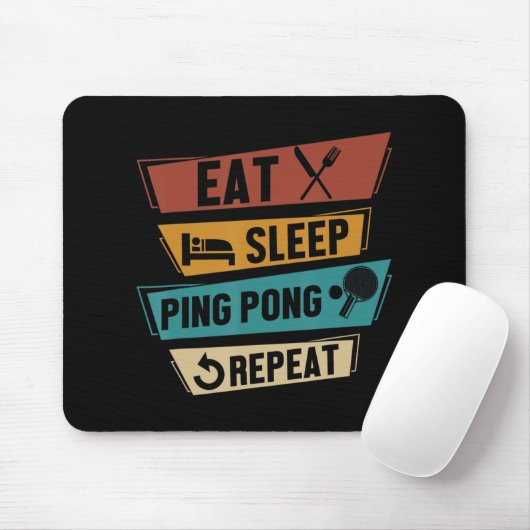 Tischtennis Lover isst Sleep Ping Pong Wiederholun Mousepad (Mit Mouse)