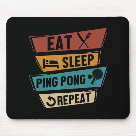 Tischtennis Lover isst Sleep Ping Pong Wiederholun Mousepad (Vorne)