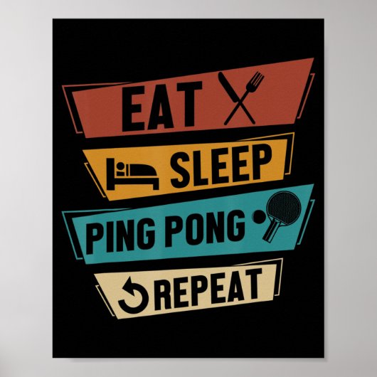 Tischtennis Lover isst Sleep Ping Pong Wiederholun Poster (Vorne)