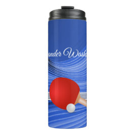 Tischtennis Paddle und Ball elegant Blau Thermosbecher