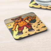 Tischtennis Ping-Pong Cat Getränkeuntersetzer (Linke Seite)