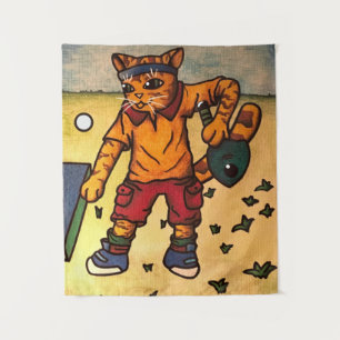 Tischtennis Ping-Pong Cat Wandteppich