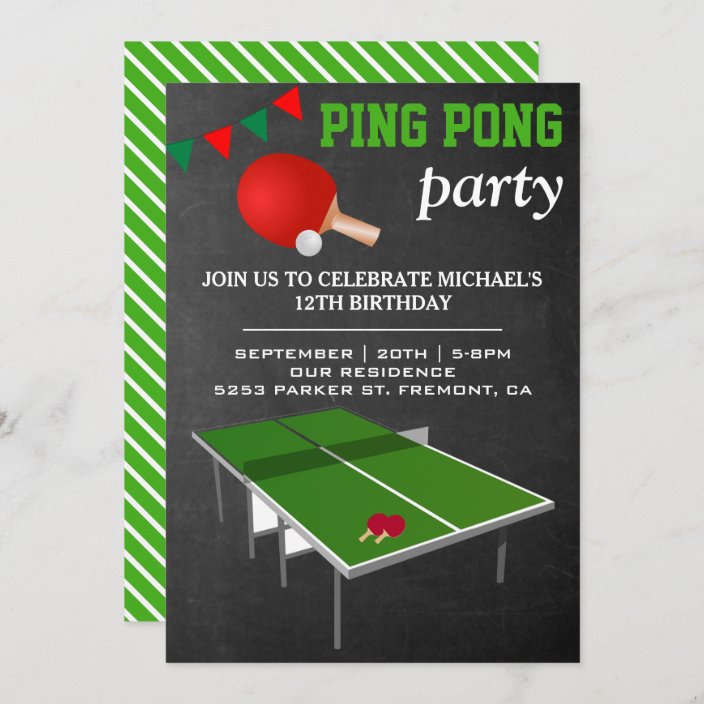 Tischtennis Ping Pong Geburtstagsparty Einladung Zazzle.de