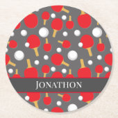 Tischtennis Ping Pong Player Team Runder Pappuntersetzer (Vorderseite)