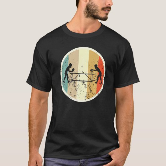 Tischtennis Ping Pong Player Vintag Retro T-Shirt (Vorderseite)