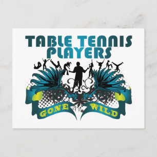 Tischtennis-Spieler spielen wild Postkarte