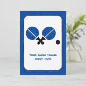 Tischtennis Tischtennisschläger und Ballblau Einladung (Stehend Vorderseite)