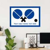 Tischtennis Tischtennisschläger und Ballblau Poster (Heimbüro)