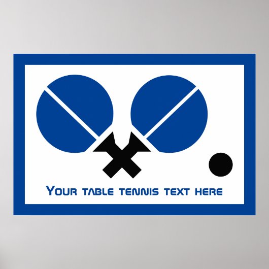 Tischtennis Tischtennisschläger und Ballblau Poster (Vorne)