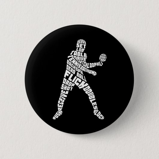 Tischtennis Typografie Ping Pong Button (Vorderseite)
