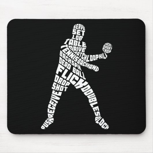 Tischtennis Typografie Ping Pong Mousepad (Vorne)