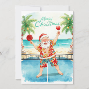 Tischtennis-Weihnachten am Strand Feiertagskarte