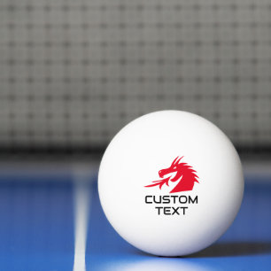 Tischtennisball mit dem Logo des Roten Drachen
