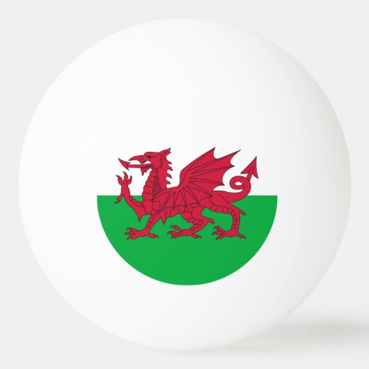 Tischtennisball mit Flagge von Wales (Rückseite)