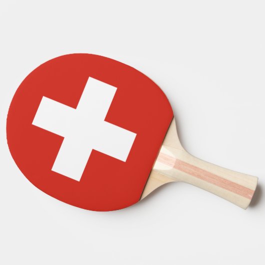 Tischtennisplatte unter Schweizer Flagge für Tisch Tischtennis Schläger (Seitenansicht)