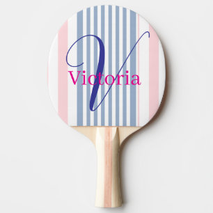 Tischtennisschläger Blau Pink & Weiß Streifen Tischtennis Schläger