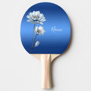 Tischtennisschläger mit blauen Wasserfarbenblumen Tischtennis Schläger