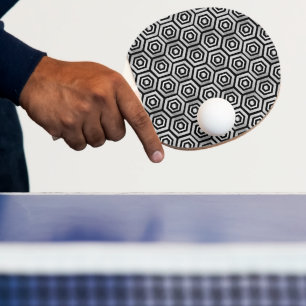 Tischtennisschläger Schwarz Weiß Sechseck Geometri Tischtennis Schläger