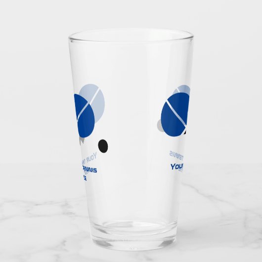 Tischtennisschläger und Ball aus schwarzem, blauem Glas (Links)