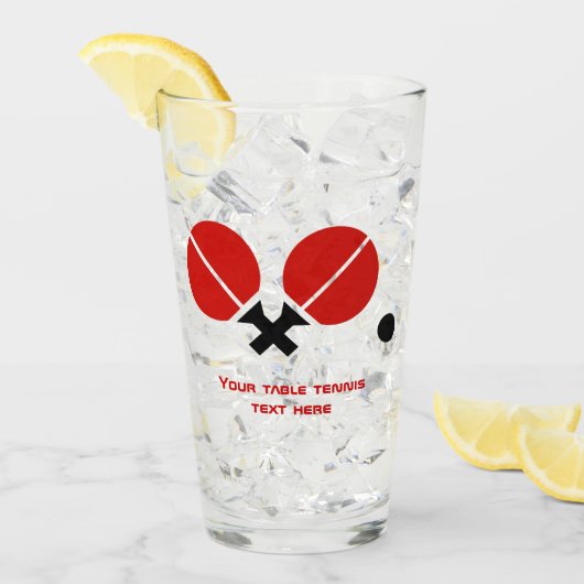 Tischtennisschläger und Ball in Schwarz, Rot Glas (Vorderseite Ice)