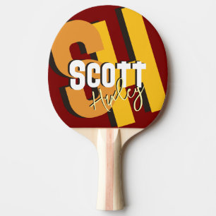 Tischtennisspieler Name Fett Gelbes Monogramm Tischtennis Schläger